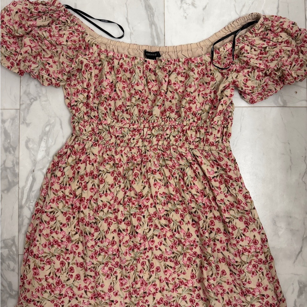 Forever 21 Pink Floral Off-Shoulder Dress